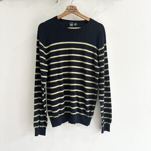 Cullen Long Sleeve Pull Over Cashmere Green Striped Sweater Size M 18-1118
